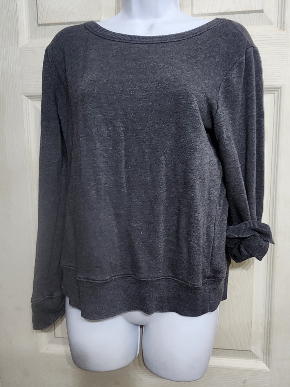 a.n.a Dark Gray Scoop Neck Pullover Sweatshirt